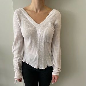 Free People Light Pink Long Sleeve Shirt